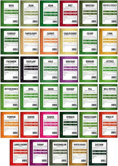 Garden Seed Kit – 16,000+ Non-GMO Heirloom Seeds – 35 Vegetable Varieties for Planting – Survival & Emergency Gardening Use – Includes 35 Free Plant Markers