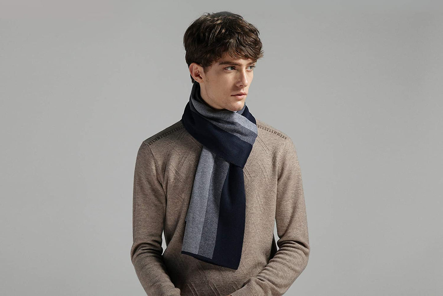Eagool Knitting Scarf for Men Gift Idea Extremely Warm Super Soft Wool Scarf for Winter Autumn and Spring