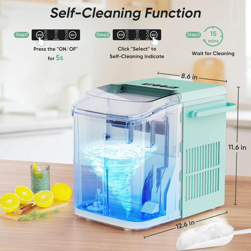 Countertop Ice Maker – Portable Ice Machine 26lbs/Day Fast 6-Min Ice with Self-Cleaning
