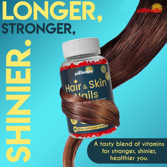 Hair, Skin & Nails Gummies – Biotin 5000 mcg, Collagen 200 mg, Keratin 50 mg with MSM, Bamboo & Vitamins A, C, D, E, Gluten-Free, Non-GMO, 60 Gummies