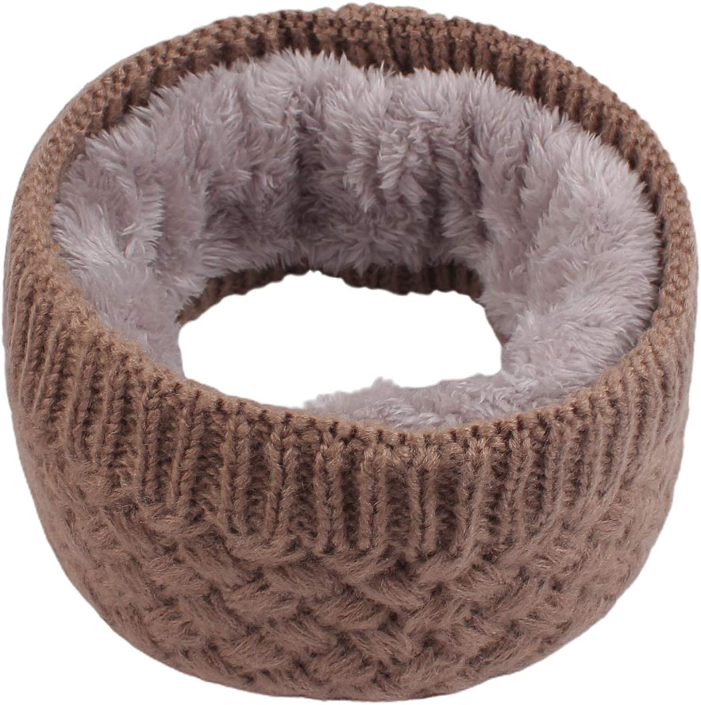 Women Winter Knitted Scarf Unisex Circle Loop Scarves Thick Fleece Neck Warmer for Men