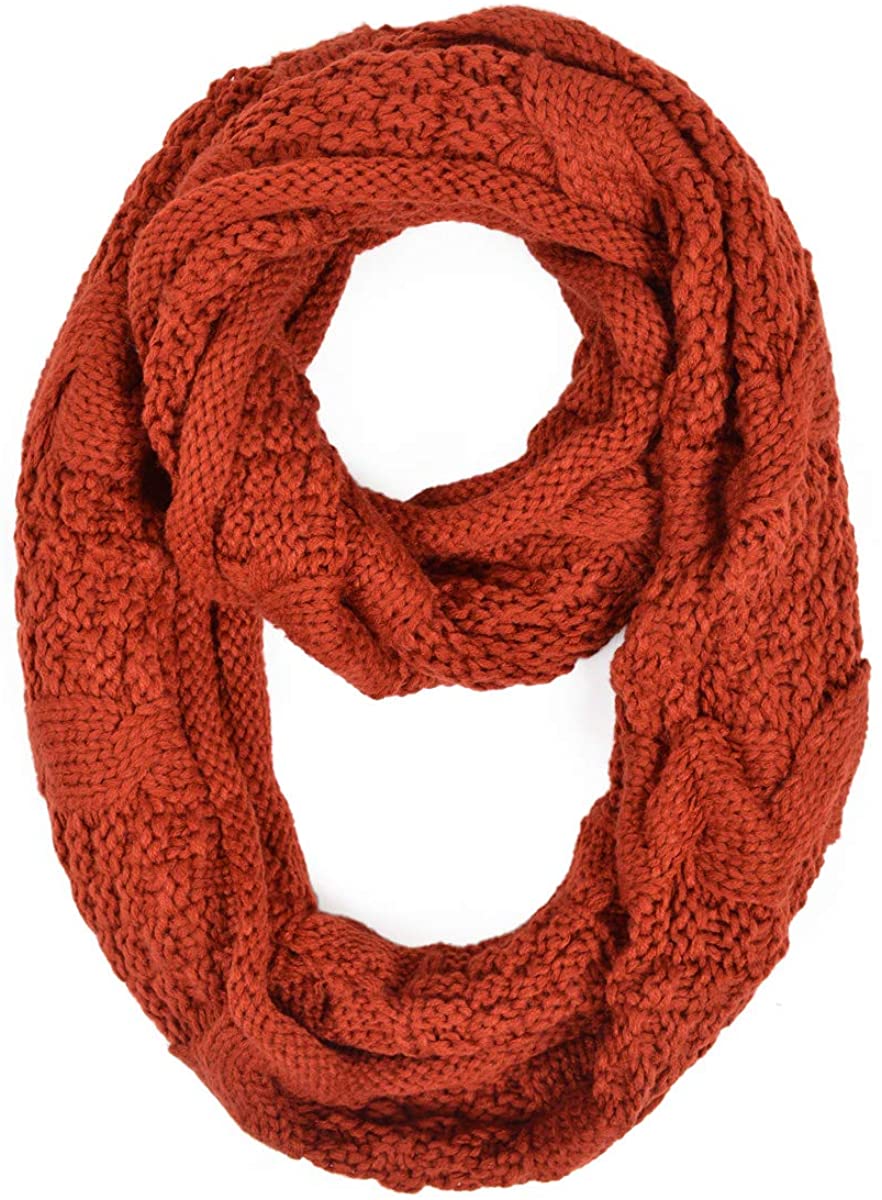 TrendsBlue Premium Winter Thick Infinity Twist Cable Knit Scarf - Diff Colors Avail.