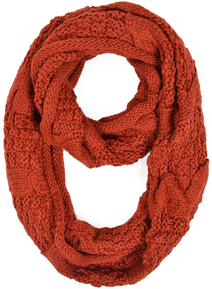 TrendsBlue Premium Winter Thick Infinity Twist Cable Knit Scarf - Diff Colors Avail.