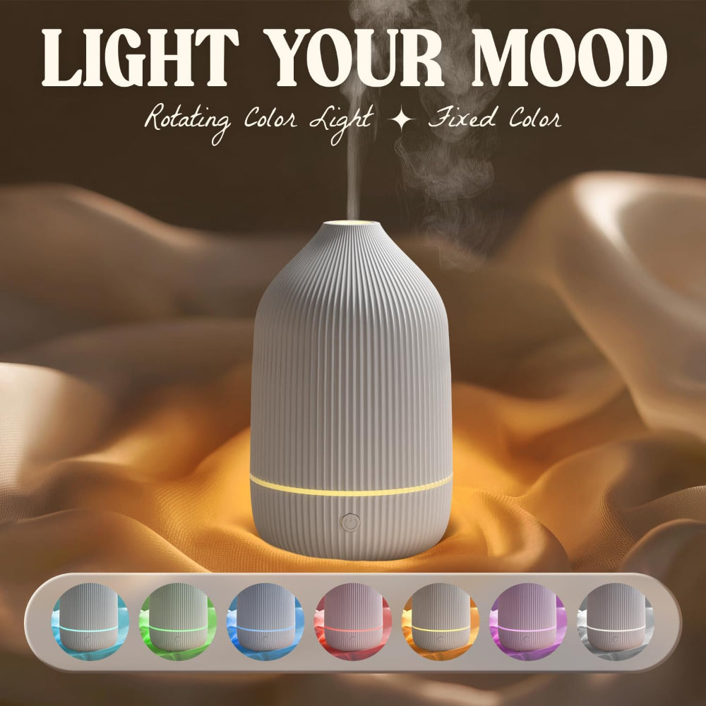 100ml Essential Oil Diffuser – Mini Ultrasonic Aromatherapy Diffuser & Cool Mist Humidifier with 7 LED Lights, Auto Shut-Off