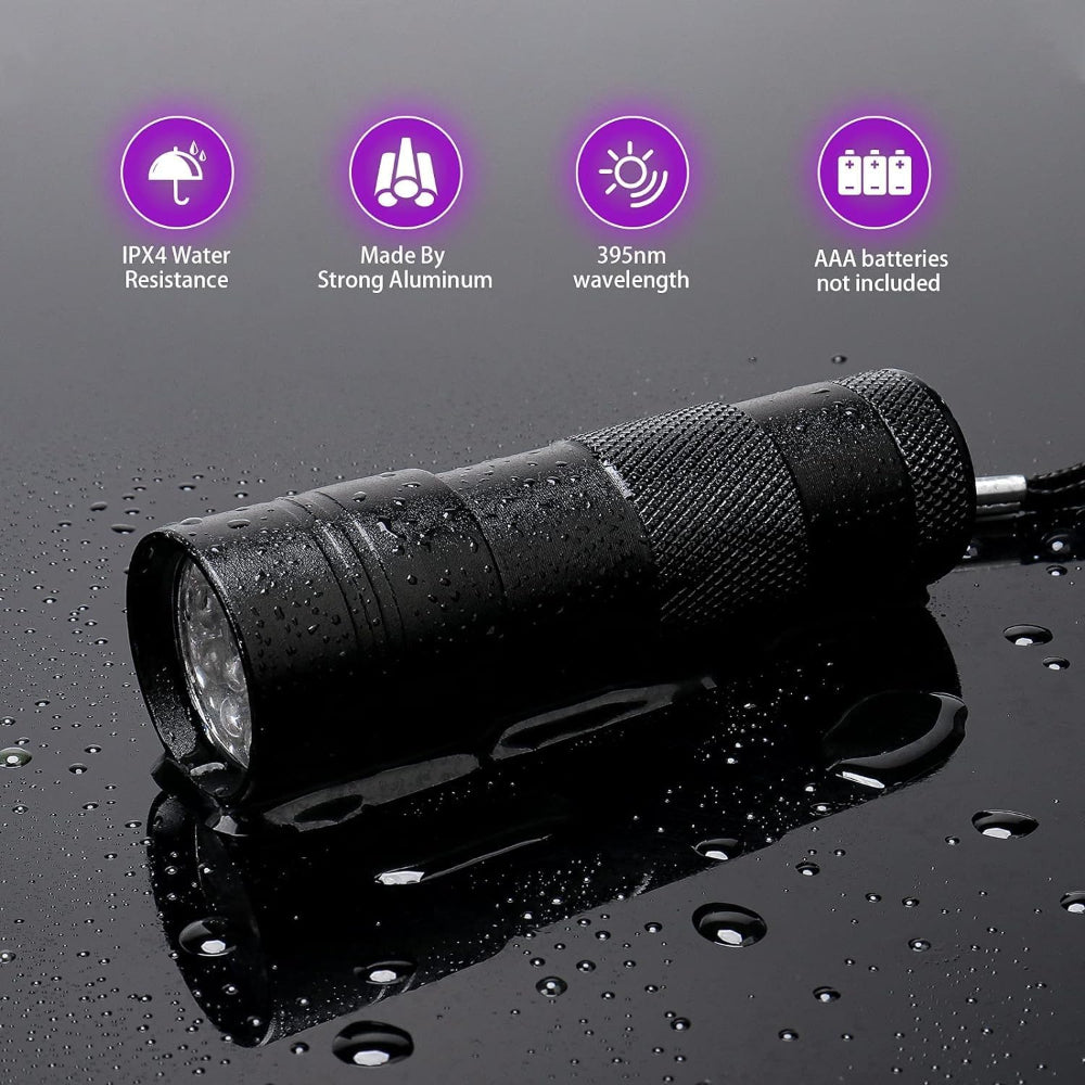 4-Pack UV Blacklight Flashlights – 395nm LED Detection Use – Pet Urine, Bed Bugs & Stain Finder – Mini Portable Handheld Design