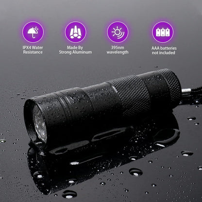 4-Pack UV Blacklight Flashlights – 395nm LED Detection Use – Pet Urine, Bed Bugs & Stain Finder – Mini Portable Handheld Design