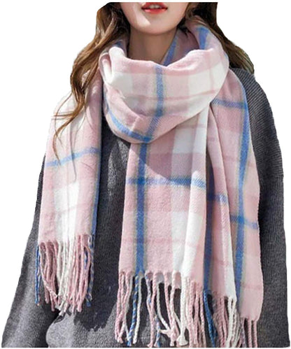 Wander Agio Women's Fashion Scarves Long Shawl Winter Thick Warm Knit Large Plaid Scarf