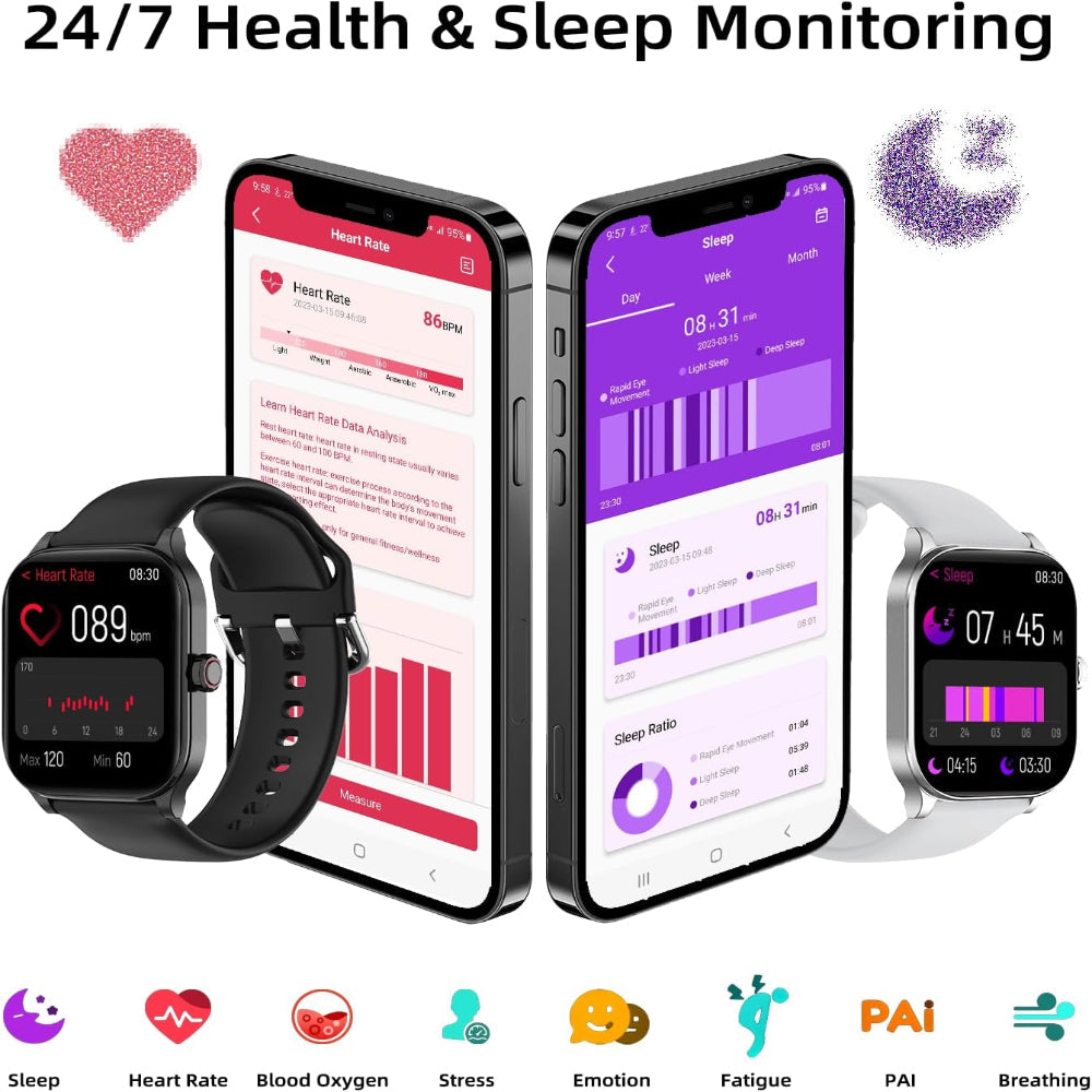 Smart Watch Fitness Tracker with GPS Bluetooth Calling - 1.96 Inch Display for Android and iPhone