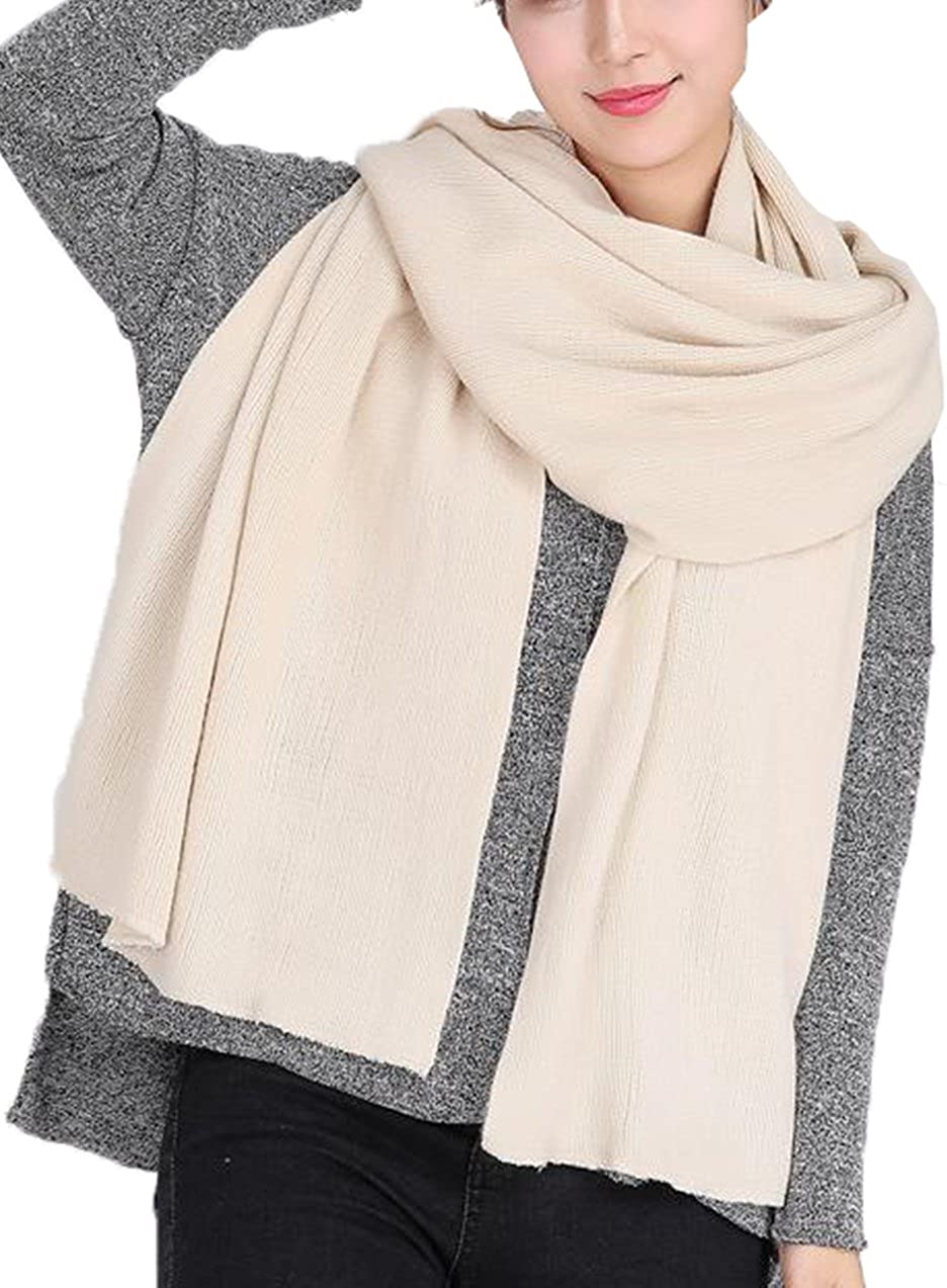 Wander Agio Women's Warm Long Shawl Winter Warm Large Scarf Pure Color