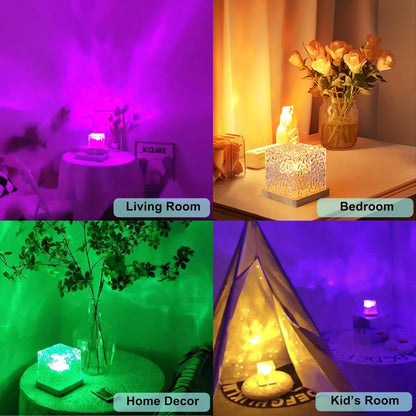 Ocean Wave Light Projector – 16-Color Dimmable Ambient Mood Lamp with Remote – Crystal Northern Lights for Bedroom, Bathroom & Playroom