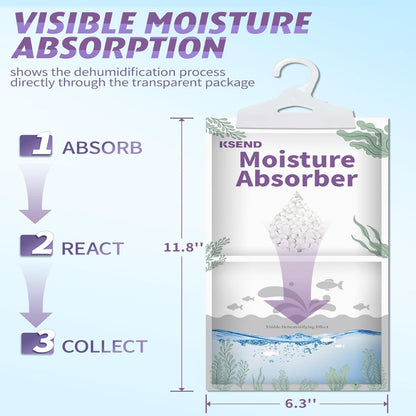 8-Pack Moisture Absorber Bags – Hanging Dehumidifier Packs for Closet Bathroom Kitchen