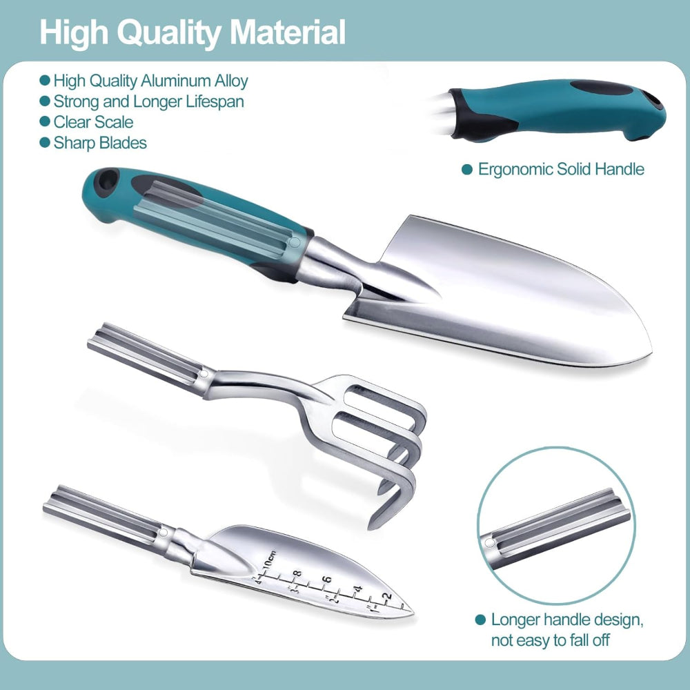 Garden Tool Set – Rust Resistant Hand Tools Kit for Weeding, Digging, Planting, and Gardening