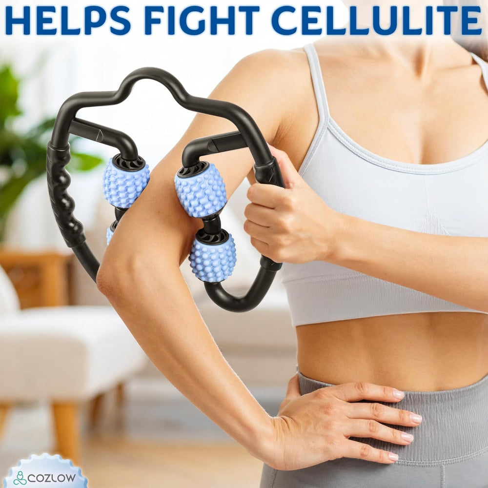 Dual-Sided Muscle Roller – Cellulite Massager for Arms & Legs – Flexible Thigh & Butt Sculpting Massage Tool