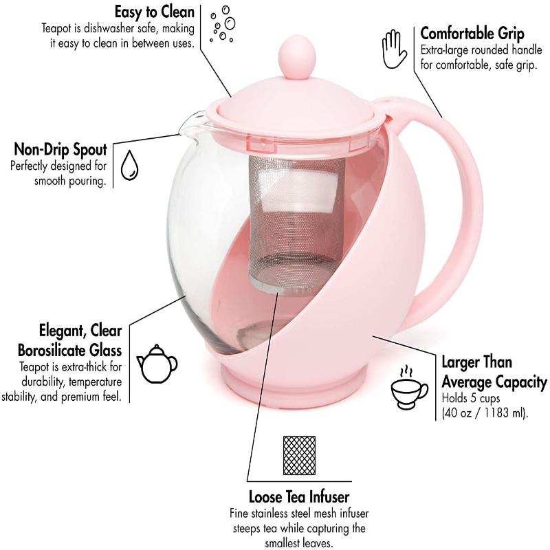 40oz Half Moon Teapot With Removable Infuser