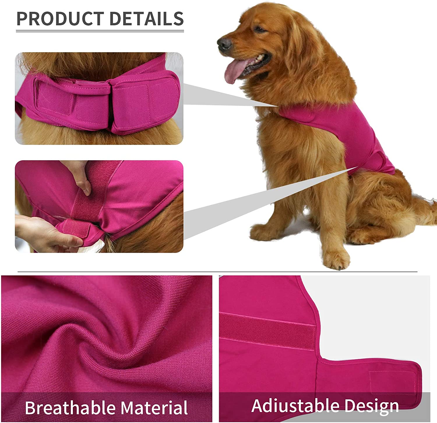  Comfort Dog Anxiety Relief Coat, Dog Anxiety Calming Vest Wrap for Thunderstorm,Travel,4th of July Fireworks,Vet Visits,Separation Anxiety Relief for Dogs (X-Small (Pack of 1), Rose)