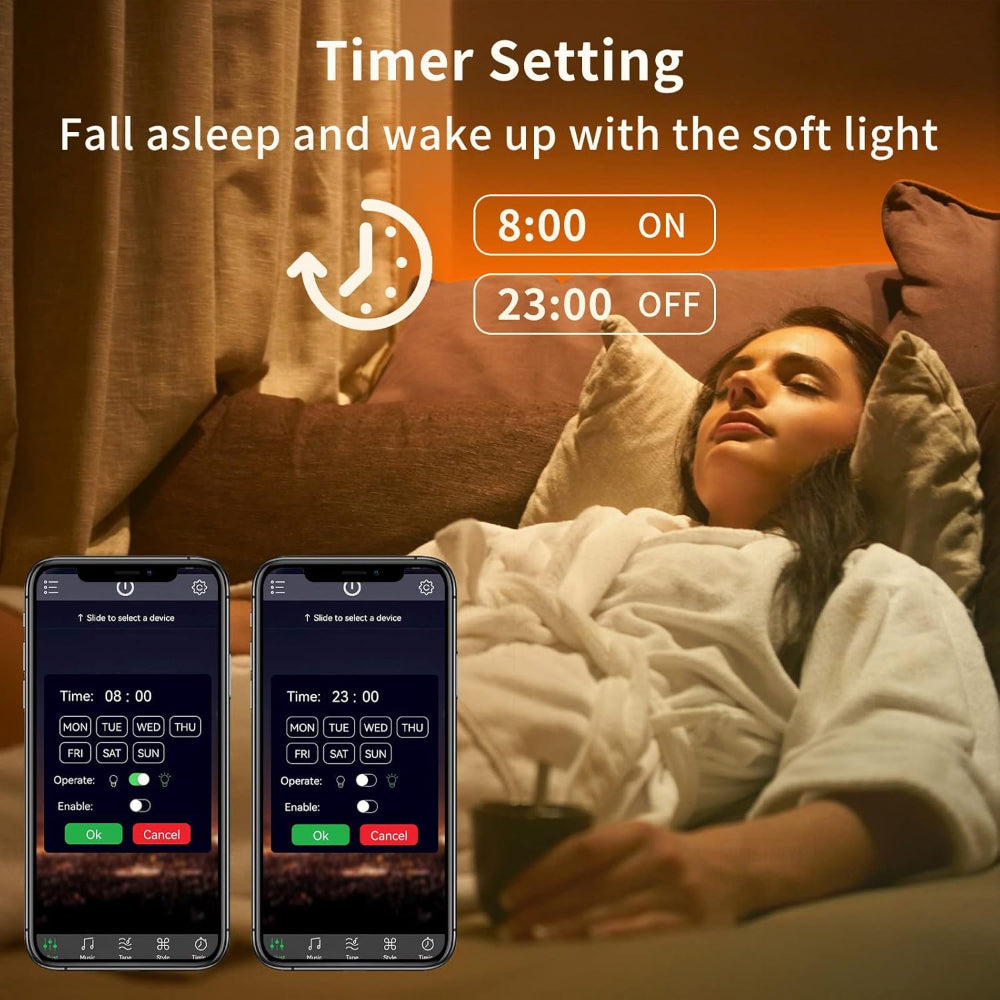 100ft RGB LED Strip Lights – Music Sync Use – Color Changing with Smart App & Remote Control – Flexible Home Décor & Bedroom Lighting