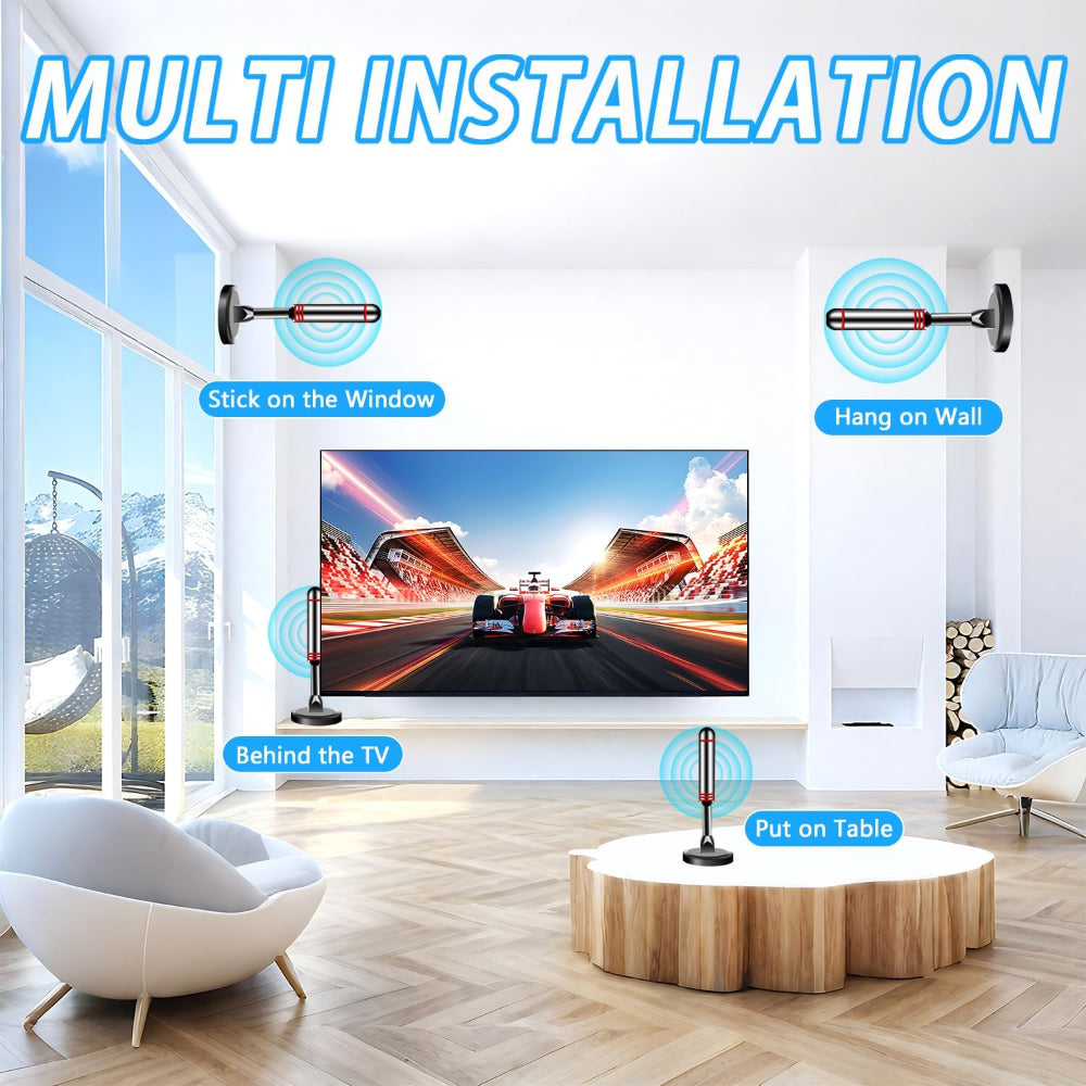 Indoor TV Antenna –  Digital HD Antenna with Strong Magnetic Base – 360° Long-Range Reception for Smart TVs, Local Channels, Easy Setup, No Cable