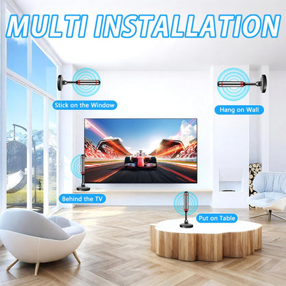 Indoor TV Antenna –  Digital HD Antenna with Strong Magnetic Base – 360° Long-Range Reception for Smart TVs, Local Channels, Easy Setup, No Cable