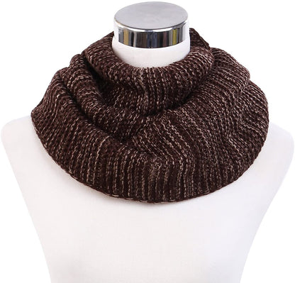 Two-Tone Winter Knit Warm Infinity Loop Circle Scarf