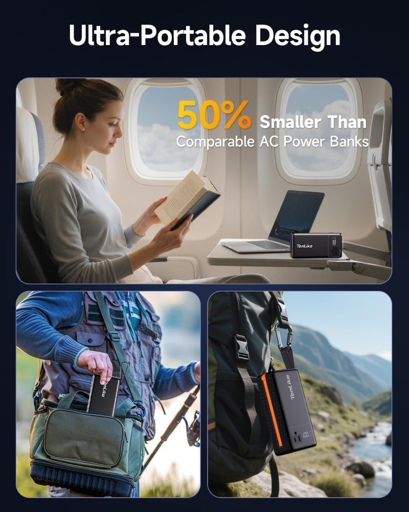 Portable Power Station – 99.9Wh Backup Battery – Camping & Emergency Power Use – AC Outlet & 60W Type-C Output – Compact Lithium Design