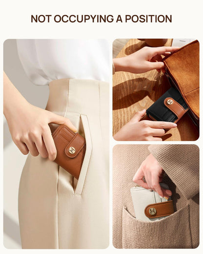 Small Bifold Wallet – RFID Blocking Card Holder – Pocket Carry Use – Zipper Coin Pocket – Leather Material for Women