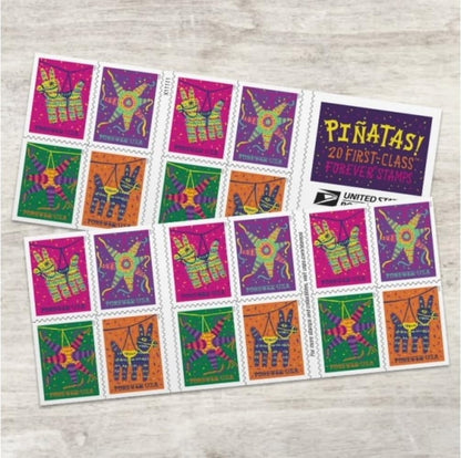 Pinatas! USPS First-Class Mail Forever Postage Stamps - Booklet of 20