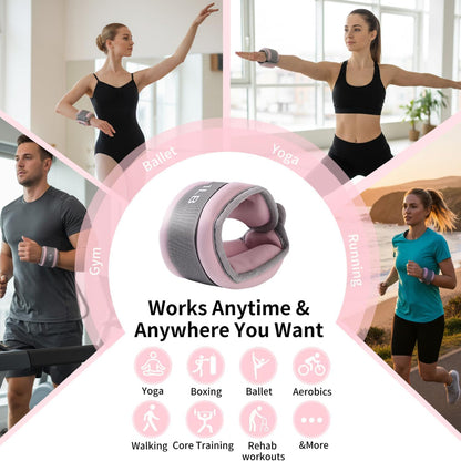 Adjustable Ankle Weights – Walking, Running & Pilates Use – Comfortable Strap Design – Wrist & Ankle Fitness Weights – Pink