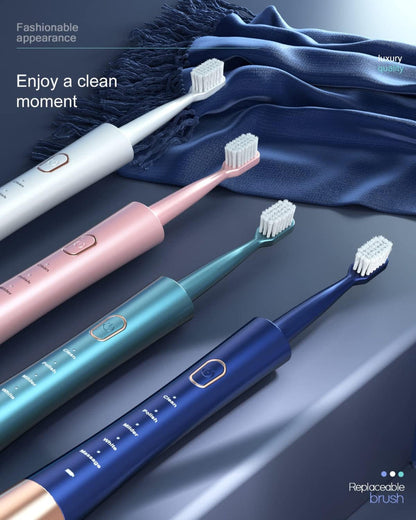 Sonic Electric Toothbrush – USB Rechargeable Use – 8 Brush Heads with 5 Cleaning Modes – Smart Timer & 2-Hour Fast Charge