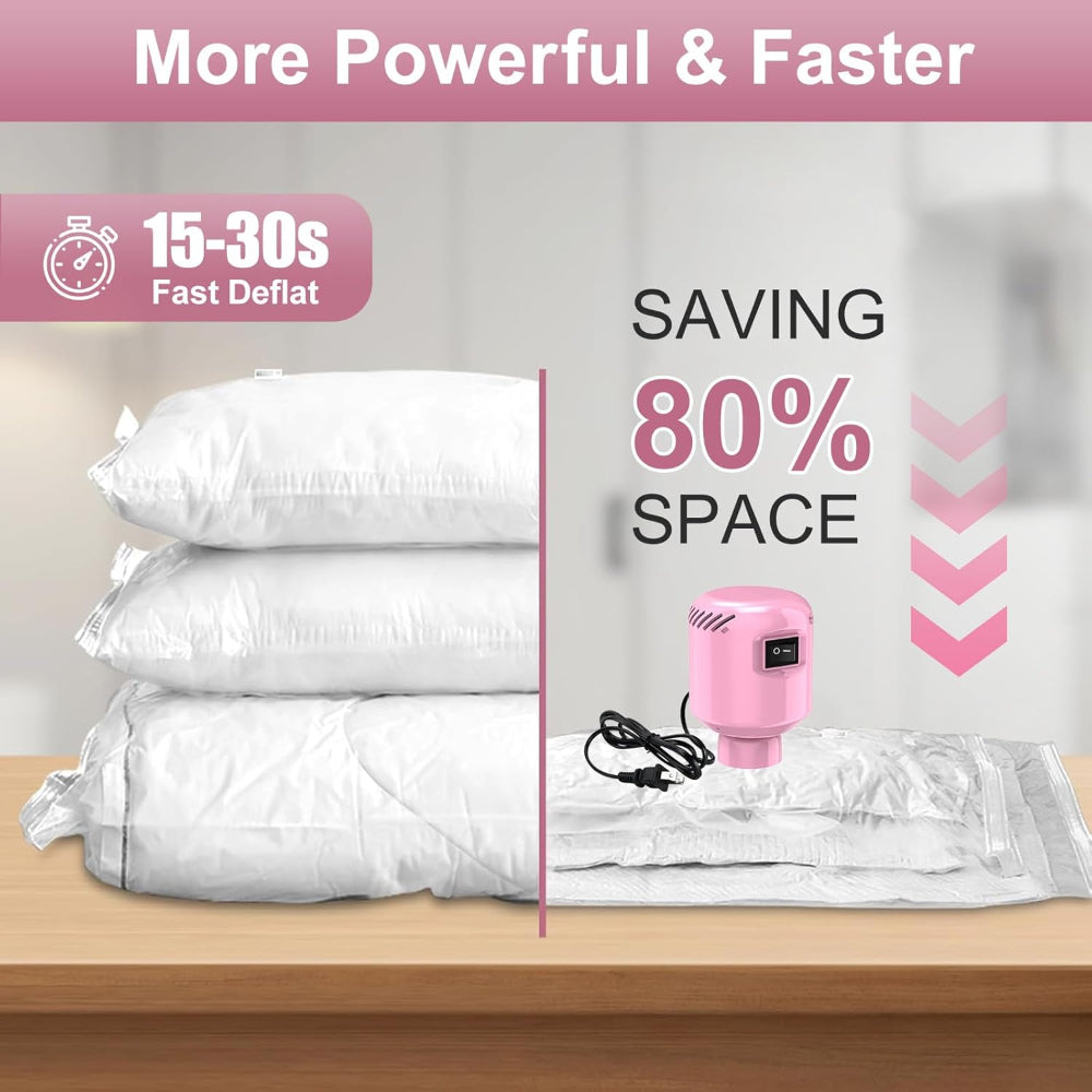 Electric Vacuum Pump – Portable Pump for Storage Bags, Clothing, Blankets & Bedding, Works with Various Vacuum Seal Bags, Pink (Bags Not Included)