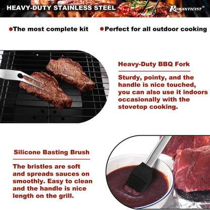 20-Pack Heavy Duty BBQ Grill Tool Set – Professional Outdoor Cooking Accessories in Case, Perfect Gift for Father’s Day & Christmas, Camping, Grilling, Smoking