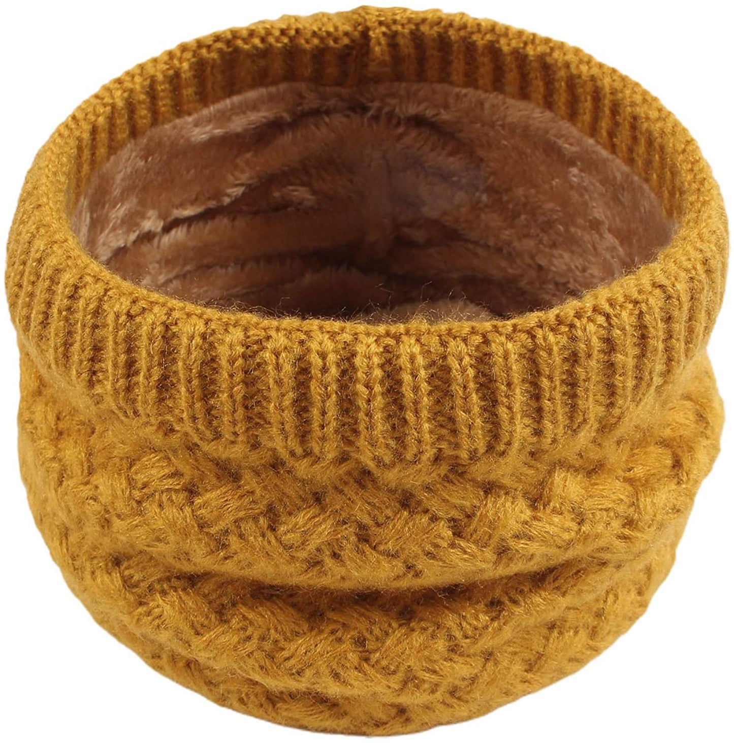 Women Winter Knitted Scarf Unisex Circle Loop Scarves Thick Fleece Neck Warmer for Men