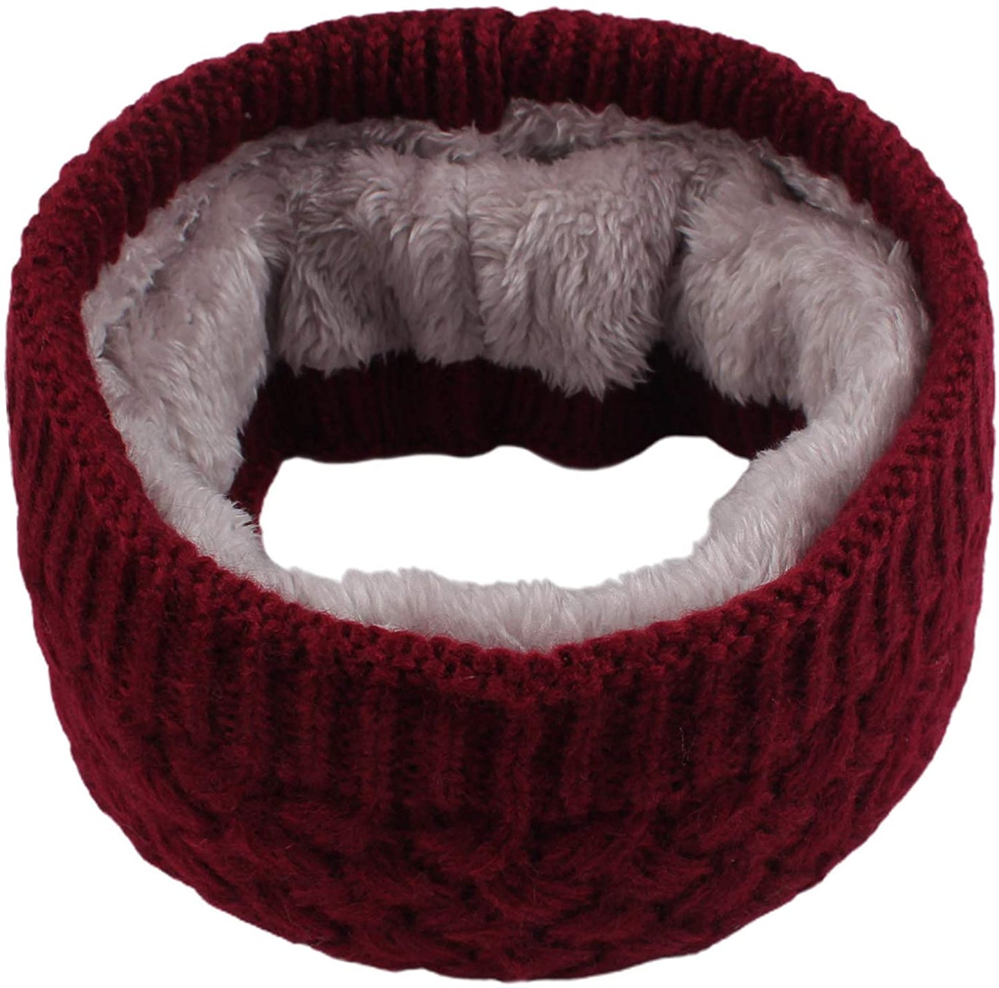 Women Winter Knitted Scarf Unisex Circle Loop Scarves Thick Fleece Neck Warmer for Men