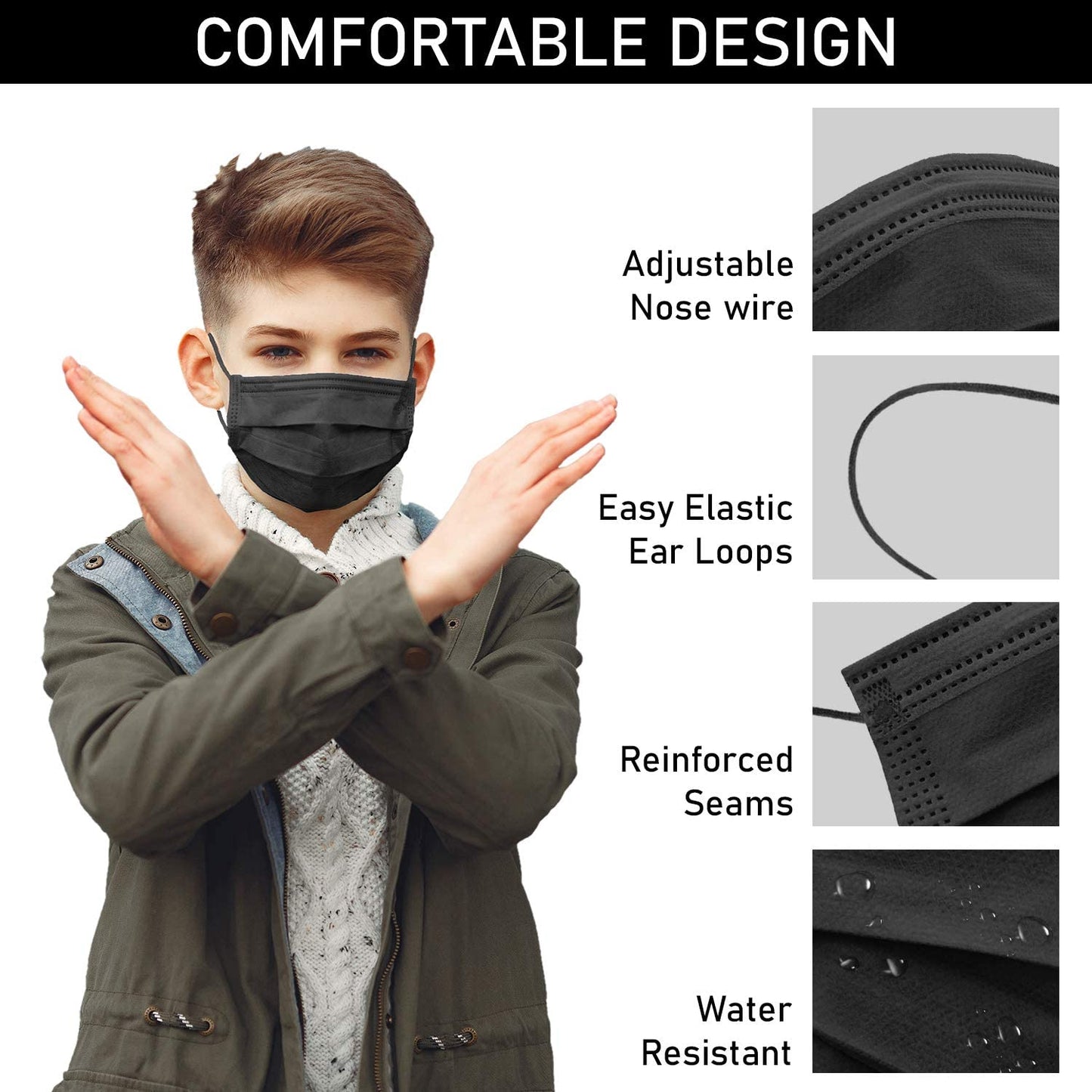 Face Masks - Disposable Face Masks for Men & Women - 3 Layers Protection - Comfortable/Adjustable/Breathable mask