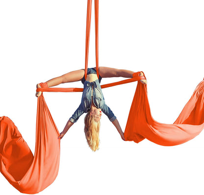 Aum Active Aerial Silks Beginner Kit - Acrobatic Flying Dance Yoga Trapeze Aerial Yoga Hammock Swing - Includes 9 Yards of Aerial Tricot Fabric, Hardware & Guide - for Rigging Point Upto 13ft