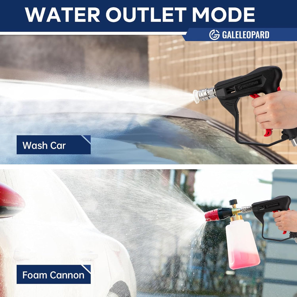 High Pressure Washer Gun – 4350 PSI Short Spray Gun with 5 Nozzles & Quick Connect Fittings