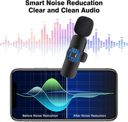 2-Pack Wireless Lavalier Microphone – Omnidirectional Lapel Mic for iPhone iPad Recording