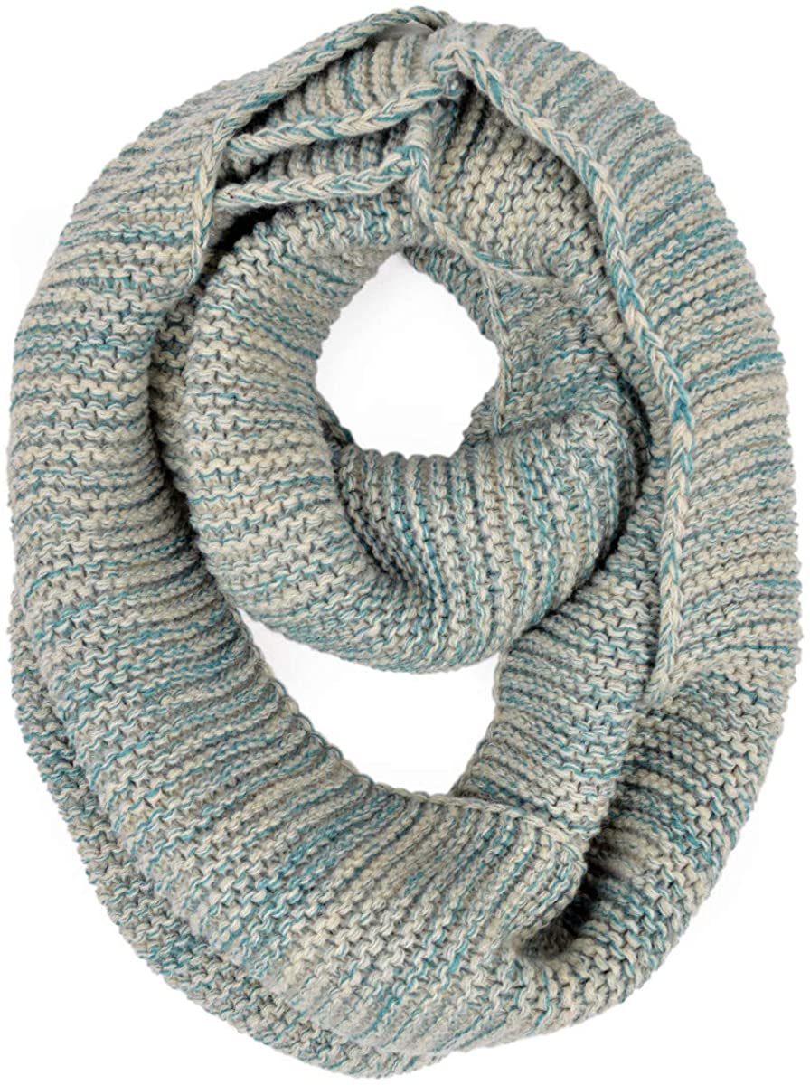 Two-Tone Winter Knit Warm Infinity Loop Circle Scarf