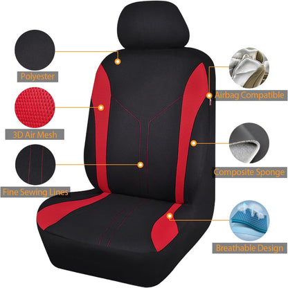 Full Set Car Seat Covers – Front & Rear Bench Polyester Mesh Fabric – Easy Install SUV Car Covers