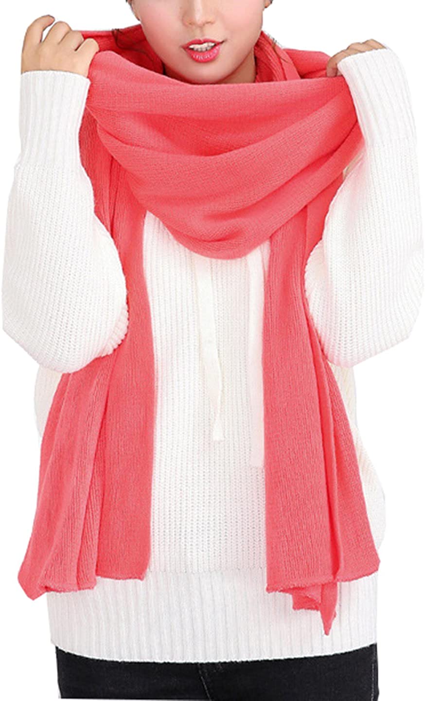 Wander Agio Women's Warm Long Shawl Winter Warm Large Scarf Pure Color
