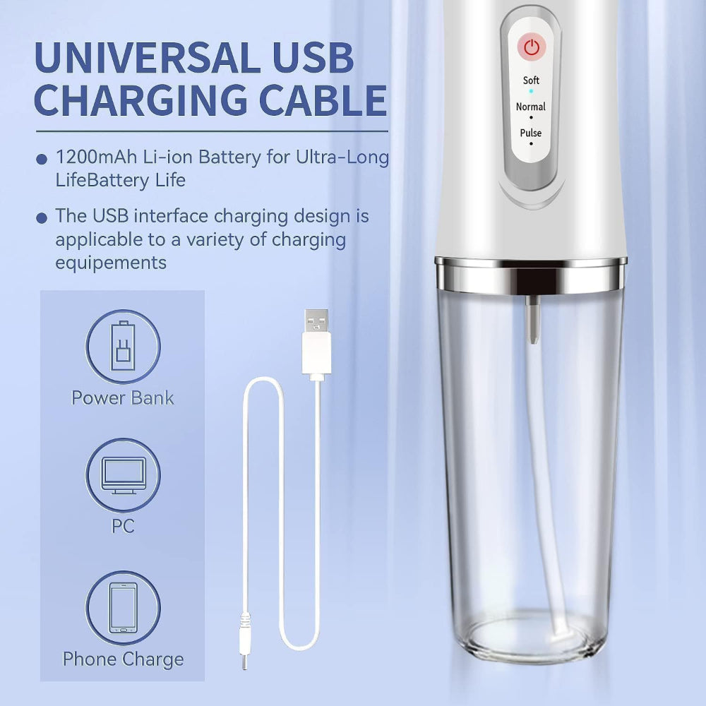 Cordless Water Dental Flosser – Rechargeable Teeth Cleaner with 3 Modes & 4 Jets, IPX7 Waterproof Oral Irrigator for Travel, Home & Braces