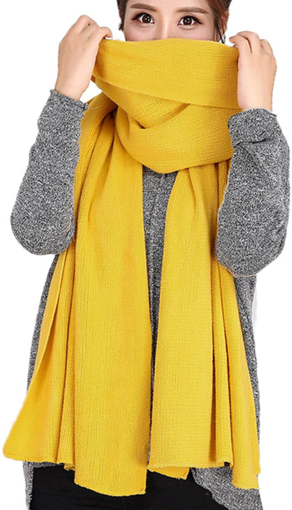 Wander Agio Women's Warm Long Shawl Winter Warm Large Scarf Pure Color
