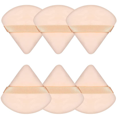 6 Pieces Powder Puff Face Soft Triangle Makeup Puff for Loose Powder Body Powder, Wedge Shape Velour Cosmetic Sponge for Contouring, Under Eyes and Corners, Beauty Makeup Tools