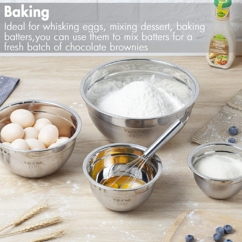 7 Pcs Metal Bowls with Lids for Kitchen