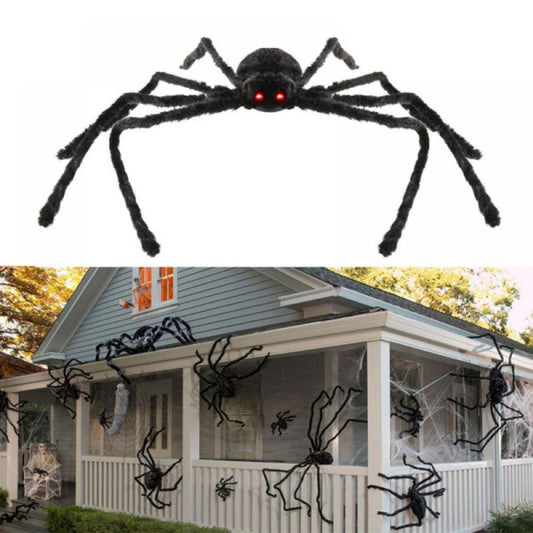 Halloween Giant Spider Decorations, Large Fake Spider with Straps Hairy Backpack Spider Realistic Scary Prank Props for Indoor Outdoor Yard Party Halloween Decor,29.5"