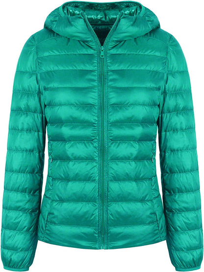  Light Weight Packable Down Coat with Hood and 2 Pockets
