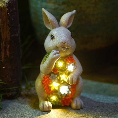 Solar Garden Statue with Succulent and LED Lights, Outdoor Yard Decor