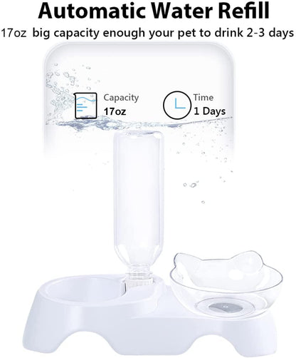 Double Dog Cat Bowls Pets Water and Food Bowl Set