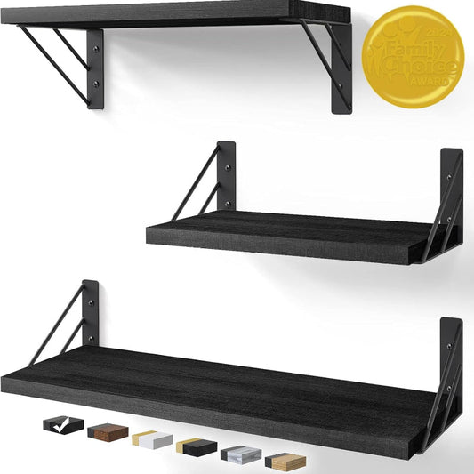 Wall Mounted Floating Shelves for Storage and Decor, Rustic Wood Shelves for Any Room