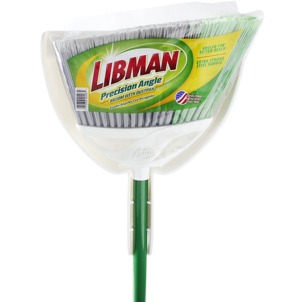 Broom Dustpan Green Electrostatic Powder Coated Steel Handel PET Broom Fibers