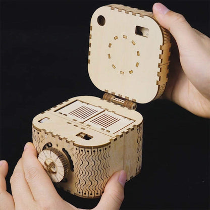 3D Wooden Puzzle Mechanical Treasure Box Model DIY Brain Teaser Projects